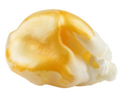 golden partially popped popcorn kernel on isolated background with smooth texture and fluffy edge for food packaging design and snack mockup png