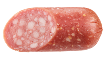 todo fermentado salchicha con visible grasa trozos y jaspeado carne textura en aislado antecedentes para tradicional comida y fiambres producto concepto png