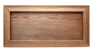 wooden rectangular picture frame with natural wood texture on isolated background for interior design and digital mockup png