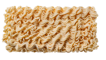 a close-up of dry instant noodles block showing wavy curly texture and detailed raw structure on isolated background png