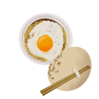 Fried egg in a bowl with chopstick png