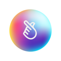 A colorful circle with a hand pointing up flat png
