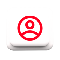A white button with a red circle on it flat png