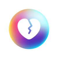 The broken heart icon on a flat shape flat png