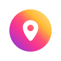 The location icon on a colorful shape flat png