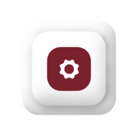White button with red shape gear on it flat png