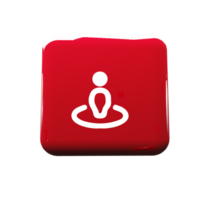A red button with a white person on it flat png