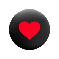 A flat and red heart icon on a flat button flat png