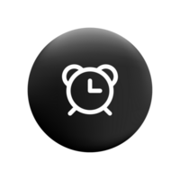 A flat and white clock icon on a flat button png