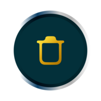A blue and gold icon of a trash can png