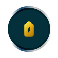 A yellow and flat button with a lightning bolt on it flat png