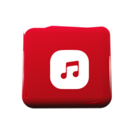 A red music note icon on a flat shape png