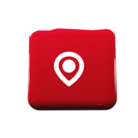 A red square button with a white pin on it flat png