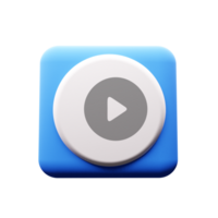 A blue button with a white play button flat png