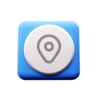 A blue button with a map pin on it flat png