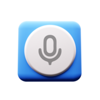 A blue button with a microphone icon on it flat png