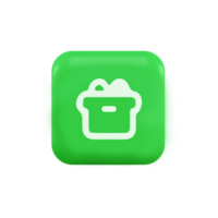 A green square button with White box inside flat png