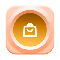 A yellow and orange icon with a bag on it png