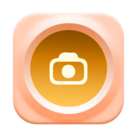 A camera icon on a pink shape png