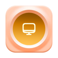 A computer monitor icon on a pink square button png