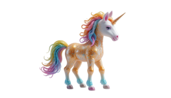 Magical Unicorn with Colorful Mane and Tail on Transparent Background png