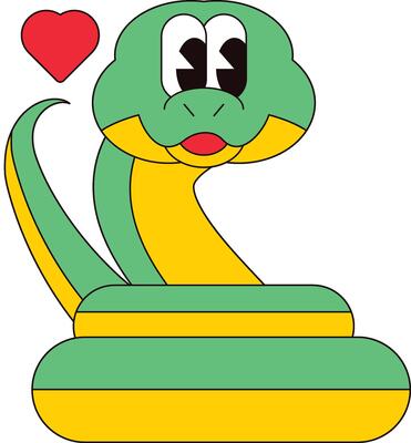 LoveFriendly Coiled Snake In Love Retro Y2k Sticker