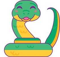 Funny Good Natured Smiling Snake Coiled Stroked Sticker vector