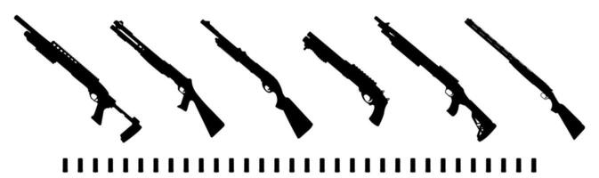 Set of Shotgun Silhouette Illustration Isolated on White Background vector