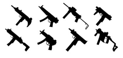 Assault Rifle Silhouettes Set. Isolated on WhiteAssault Rifle Silhouettes Set. Isolated on White vector