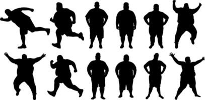 Set of Fat Man Silhouette Illustrations Isolated on White Background vector