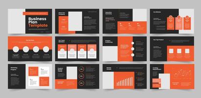 Business Plan Presentation, Business Plan Slide Set Design, Business Plan Layout Template. vector