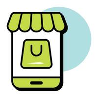 Mobile Shop Circle Color Outline Icon Pack and Illustrations vector