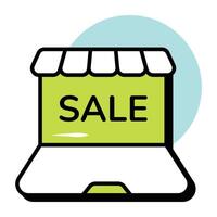 Online Sale Circle Color Outline Icon Pack and Illustrations vector