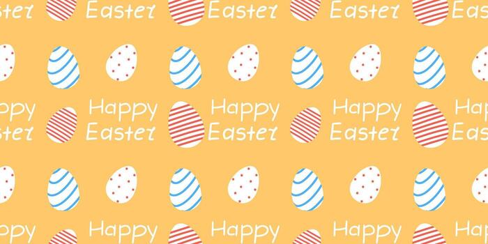 Easter seamless pattern with handwritten text and eggs. hand drawn print vector
