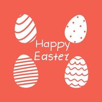 Easter card with handwritten text and white and red eggs. illustration vector
