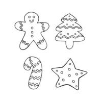 Set bundle of hand drawn doodle sketch ginger bread cookies vector