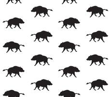 Seamless pattern of hand drawn doodle sketch wild boar silhouette isolated on white background vector