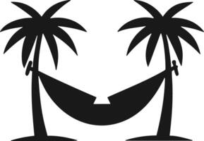 Relaxing Hammock Silhouette . Hammock Silhouette. Tropical Hammock . vector