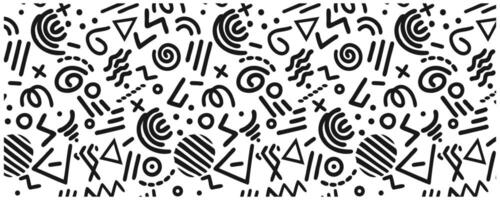 A black and white pattern with various symbols vector
