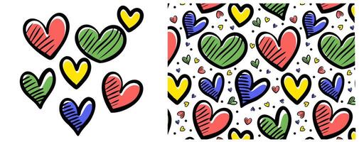Heart Icons Set, hand drawn icons and illustrations pattern vector