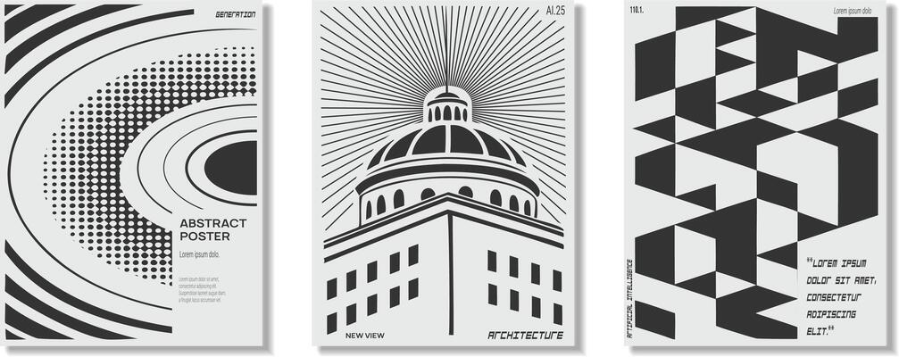 Modern abstract poster collection, minimalist posters with geometric shapes