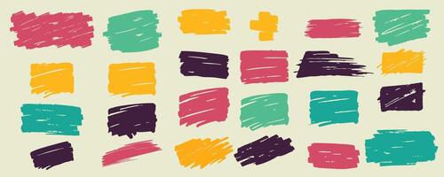 A set of colorful paint strokes on a white background vector