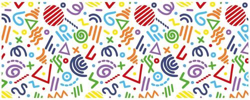 A colorful pattern with many different symbols vector