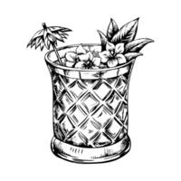 A glass with a flower and a straw in it vector