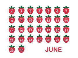 Look calendar June icon in flat style. Planner illustration on isolated background. Calendar sign business concept. vector
