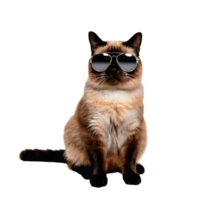 A Siamese cat with mirrored aviator and a cool attitude png