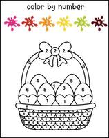 color by number basket with egg vector