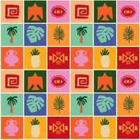 Ethnic seamless pattern in patchwork style. Stylized illustration in retro style. vector