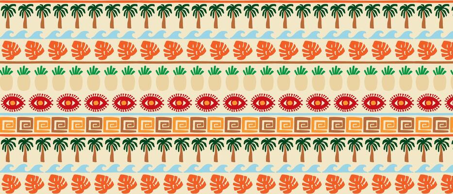 Retro hand drawn african tropical motifs. Background with ethnic pattern.