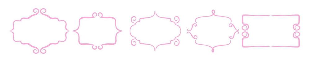 Set of delicate vintage retro frames drawn by hand. vector